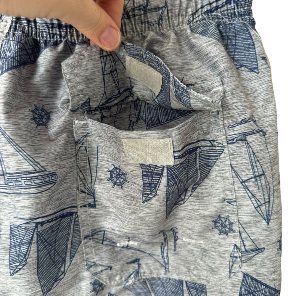 U.S. Polo Assn. Swim Trunks Drawstring Mesh Lined Sail Boats Gray Blue Men's L - Picture 6 of 9